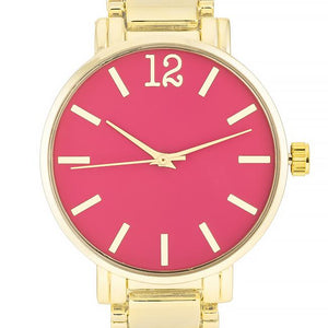 Gold Metal Watch - Pink - Jewelry Xoxo