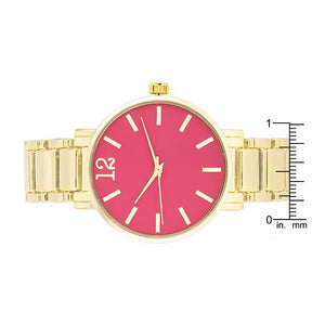 Gold Metal Watch - Pink - Jewelry Xoxo