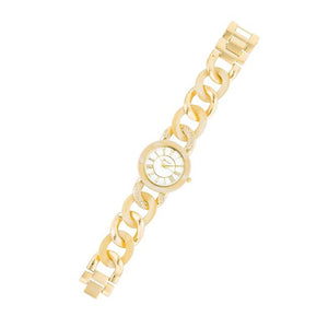 Gold Link Watch with Crystlas - Jewelry Xoxo