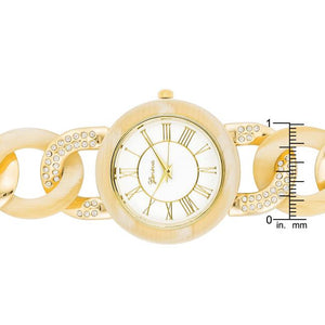 Gold Link Watch with Crystlas - Jewelry Xoxo