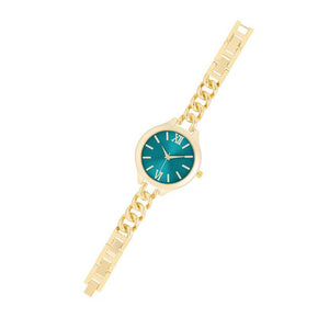 Gold Link Watch With Turqoise Dial - Jewelry Xoxo