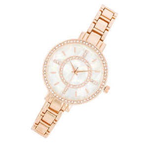 Classic Metal Watch With Crystals - Jewelry Xoxo
