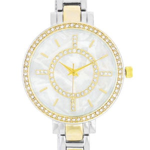 Classic Metal Watch With Crystals - Jewelry Xoxo