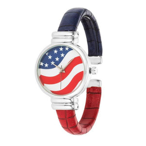 Patriotic Cuff Watch In Red - Jewelry Xoxo