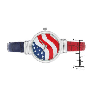 Patriotic Cuff Watch In Red - Jewelry Xoxo