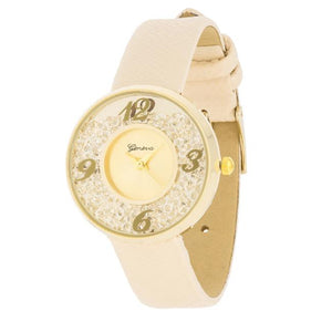 Gold Watch With Leather Strap - Jewelry Xoxo