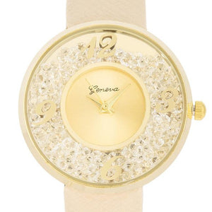 Gold Watch With Leather Strap - Jewelry Xoxo