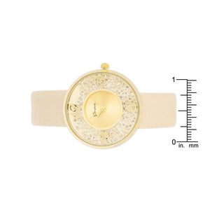 Gold Watch With Leather Strap - Jewelry Xoxo