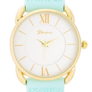 Mina Gold Classic Watch With Mint Rubber Strap - Jewelry Xoxo