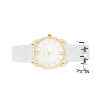 Mina Gold Classic Watch With White Rubber Strap - Jewelry Xoxo