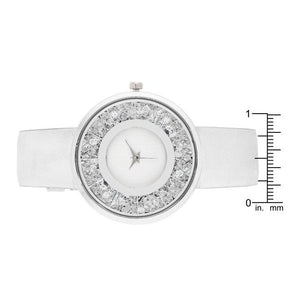 Silver Leather Watch With Crystals - Jewelry Xoxo