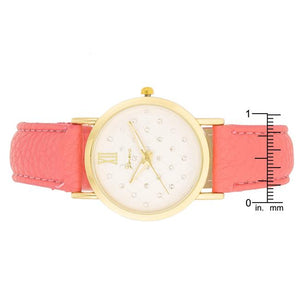 Gold Coral Leather Watch - Jewelry Xoxo