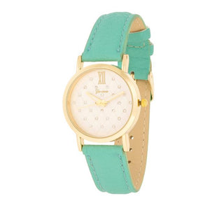 Gold Mint Leather Watch - Jewelry Xoxo