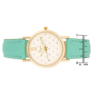 Gold Mint Leather Watch - Jewelry Xoxo