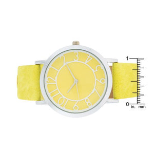 Silver Watch With Yellow Leather Strap - Jewelry Xoxo