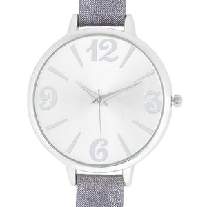 Fashion Watch With Leather Band - Jewelry Xoxo