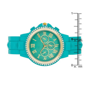 Ava Gold Turquoise Metal Watch With Crystals - Jewelry Xoxo