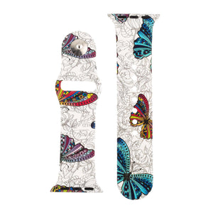 Butterfly Pattern Silicone Sports Watch Band 42mm - Jewelry Xoxo