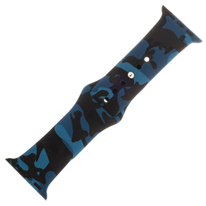 Blue Camo Silicone Sports Watch Band 42mm - Jewelry Xoxo