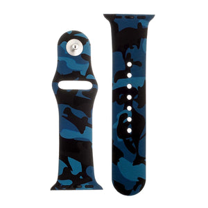 Blue Camo Silicone Sports Watch Band 38mm - Jewelry Xoxo